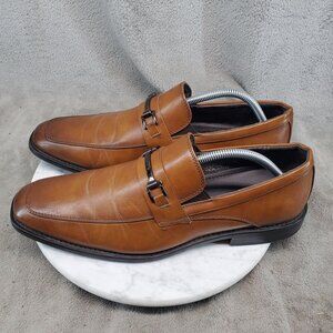 Bonafini Shoes Mens Size 10.5 Brown Leather Classic Slip On Loafer Style C-152